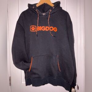 Big Dog Black Hoodie with Orange Accents